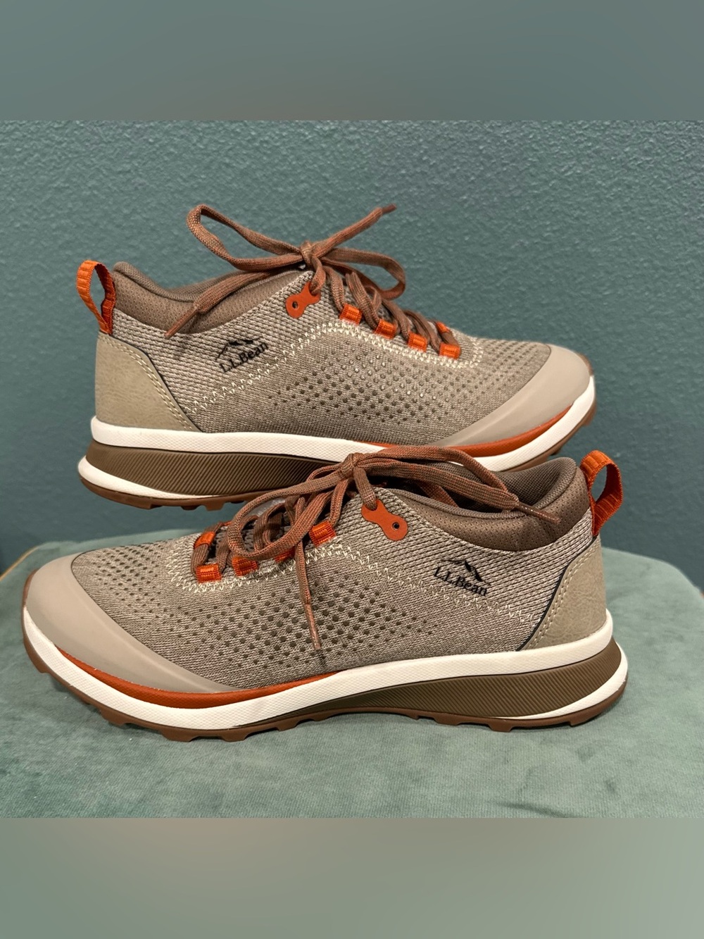 LL Bean Trail Model Casual Hiking Sneakers Women’s Size 8.5 M Gray Orange